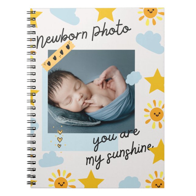 Custom personalised newborn nursery notebook (Front)
