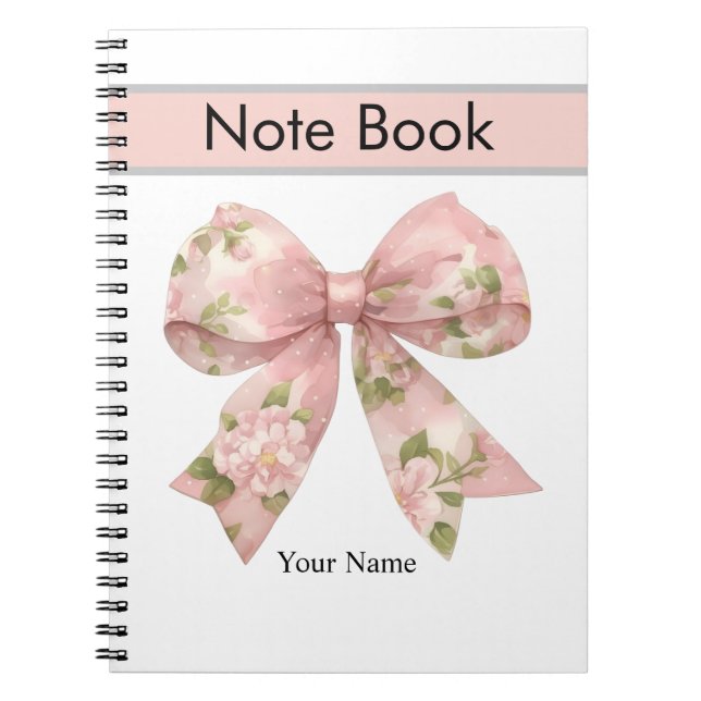 custom personalised notebook with bow  (Front)