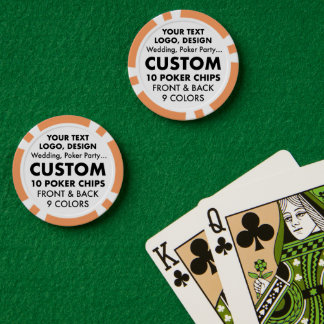 Custom personalised ORANGE Casino Poker Chips