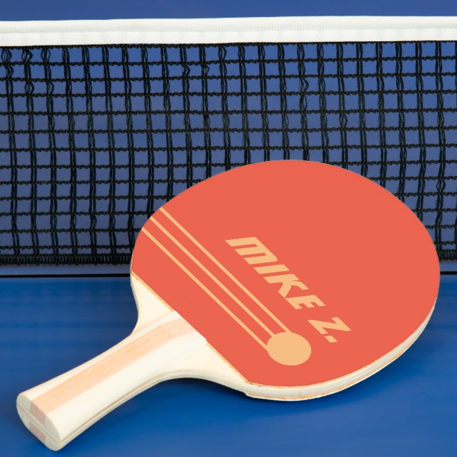 Custom Personalised orange-red colour  Ping Pong Paddle (Insitu)