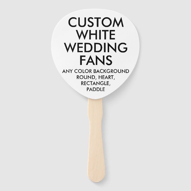 Custom Personalised PADDLE WHITE WEDDING FANS (10) (Front)