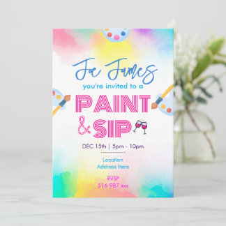 Custom personalised paint and sip invitation