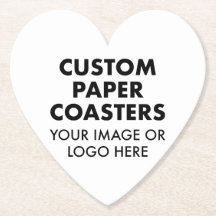 Custom personalised PAPER COASTERS (6) 4" HEART