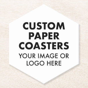 Custom personalised PAPER COASTERS (6) 4" HEXAGON