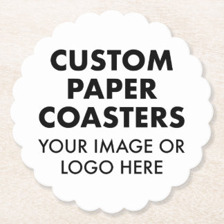 Custom personalised PAPER COASTERS (6) SCALLOPED
