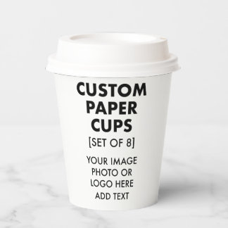 Custom Personalised Paper Cups [8] with Lids