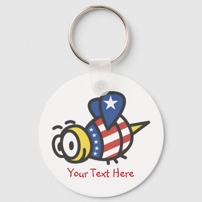 Custom Personalised Patriotic Bumble Bee Keychains (Front)