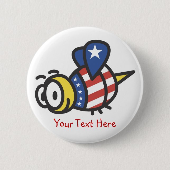 Custom Personalised Patriotic Bumblebee Buttons (Front)