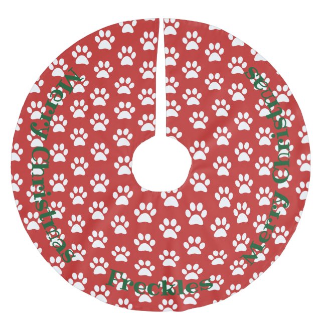 Custom Personalised Paw Print Christmas Tree Skirt (Front)