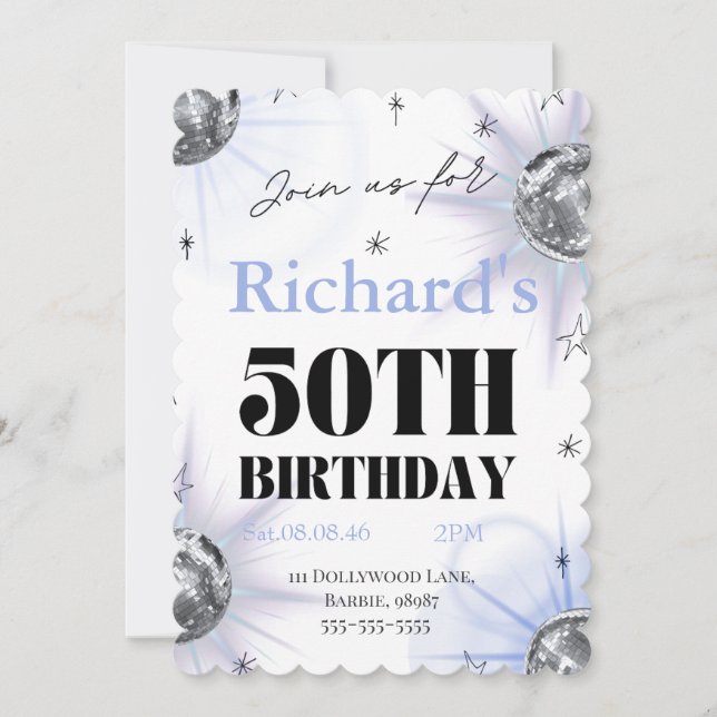 custom personalised photo 50th  instant download  save the date (Front)