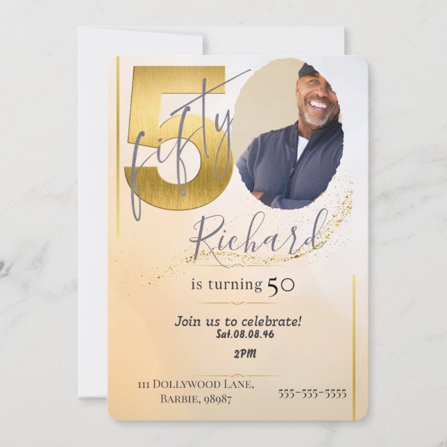 custom personalised photo 50th  save the date (Front)