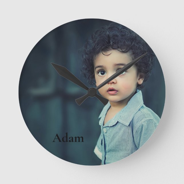 Custom Personalised Photo and Text Round Clock (Front)