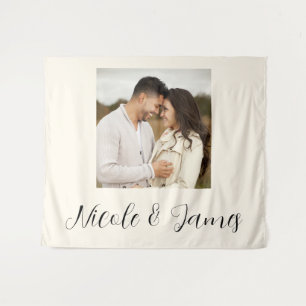Custom Personalised Photo Backdrop Engagement  Tapestry