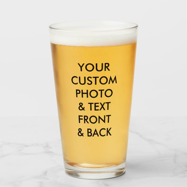 Custom Personalised PHOTO BEER GLASS 16oz; 1 PINT (Front Filled)