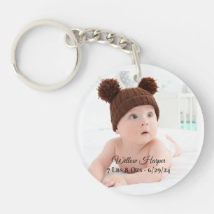 Custom Personalised Photo Birth Baby Keepsake Key Ring