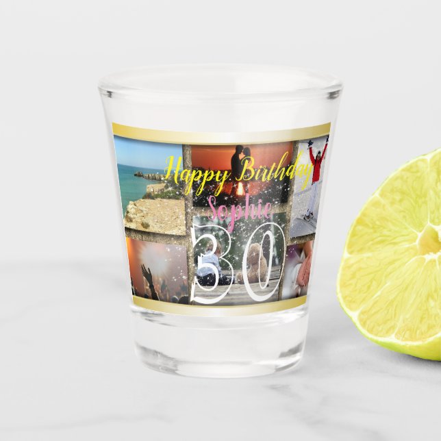 Custom Personalised Photo Collage Birthday Shot Glass (Front)