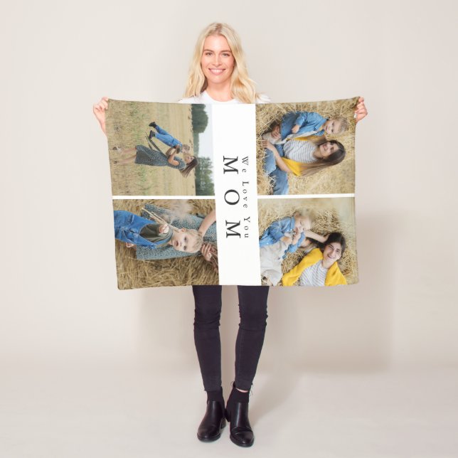 Custom Personalised Photo Collage Mother Family Fleece Blanket (In Situ)