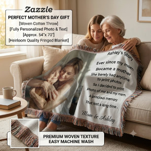 Custom personalised photo message for Mother's Day Throw Blanket