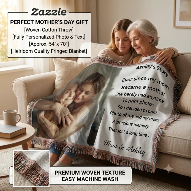 Custom personalised photo message for Mother's Day Throw Blanket (Creator Uploaded)