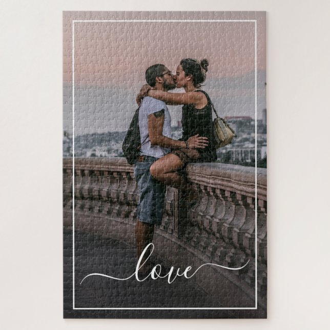 Custom Personalised Photo Simple Love Quote Text Jigsaw Puzzle (Vertical)