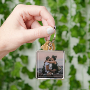 Custom Personalised Photo Simple Love Quote Text Key Ring