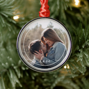 Custom Personalised Photo Simple Love Quote Text Metal Tree Decoration