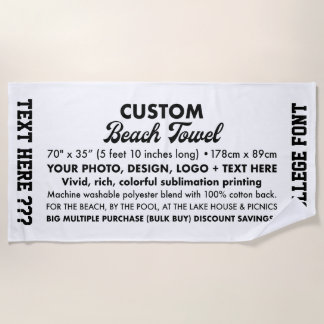 Custom Personalised Photo & Text Beach Towel 70"