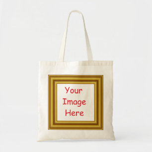 Custom Personalised Picture & Gold Frame Printed Tote Bag