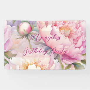 Custom Personalised Pink Blush Floral Party Banner