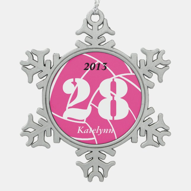 Custom Personalised Pink Volleyball Ornament (Front)