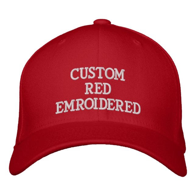 Custom Personalised Red Embroidered Baseball Cap (Front)