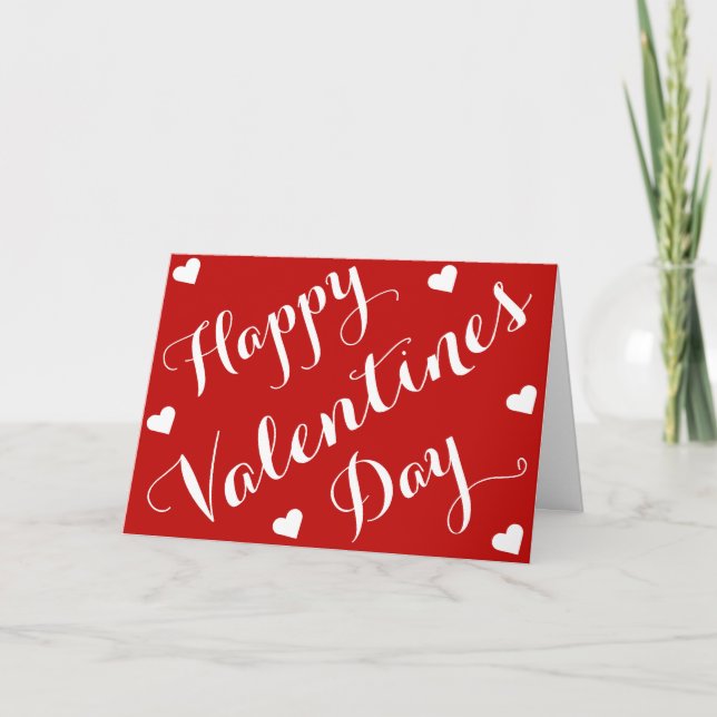 Custom Personalised Red Happy Valentines Day Cards (Front)