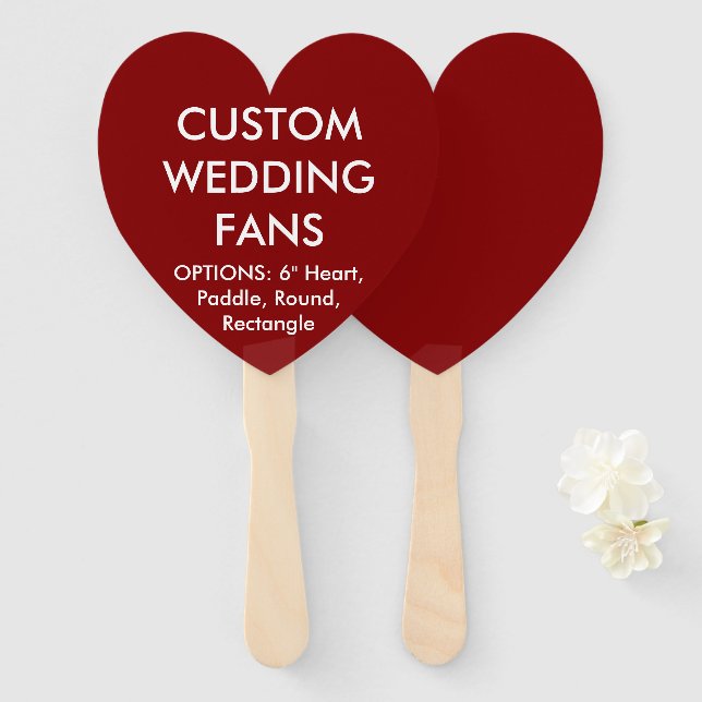 Custom Personalised RED HEART WEDDING FANS (Front and Back)