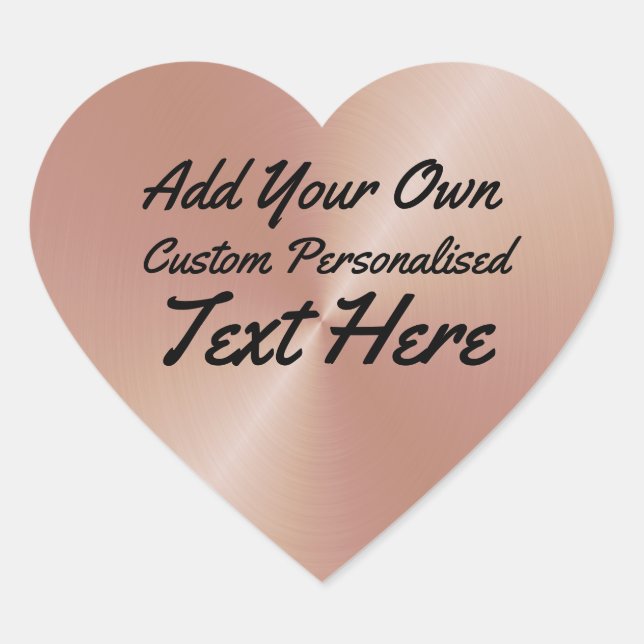 Custom Personalised Rose Gold Heart Sticker (Front)