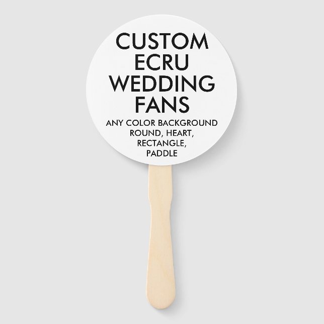 Custom Personalised ROUND ECRU WEDDING FANS (10) (Front)