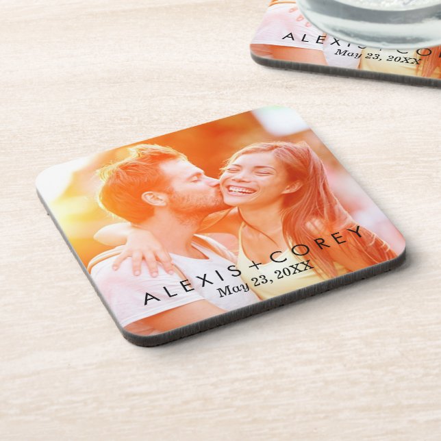 Custom Personalised Save the Date Photo Gift Coaster (Left Side)