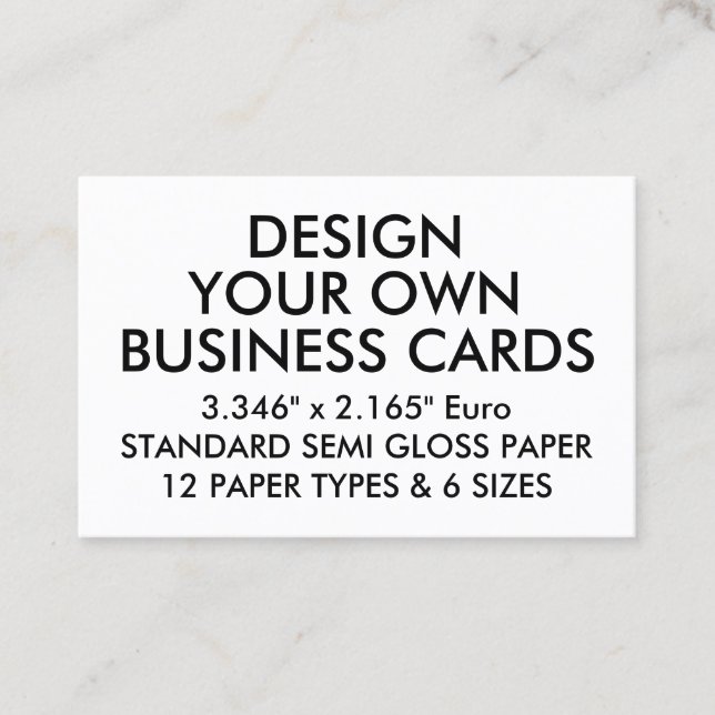 Custom Personalised SEMI GLOSS Euro Business Cards (Front)
