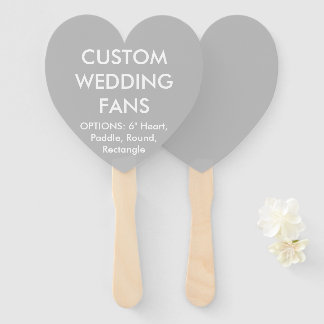 Custom Personalised SILVER GREY HEART WEDDING FANS