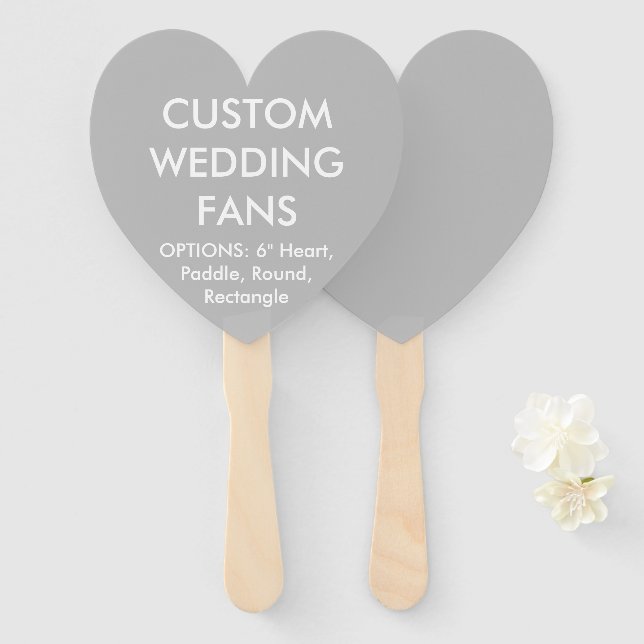 Custom Personalised SILVER GREY HEART WEDDING FANS (Front and Back)