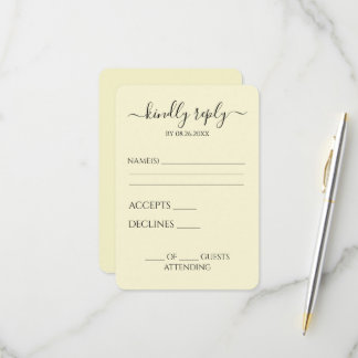 Custom Personalised Simple Minimalist RSVP Card