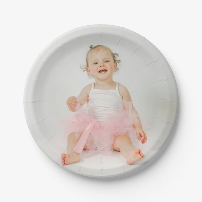 Custom Personalised Simple Photo Paper Plate (Front)