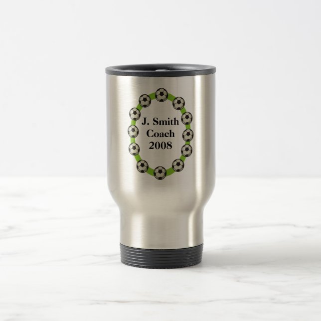 Custom Personalised Soccer Travel Mugs (Center)