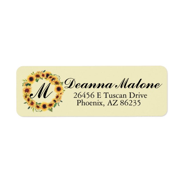 Custom Personalised Sunflowers Return Address (Front)