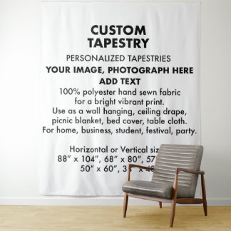 Custom Personalised Tapestry Wall Hanging 88"x104"