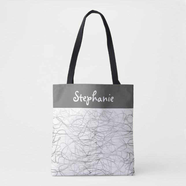 custom personalised tote abstract scribble  design bag (Front)