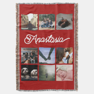 Custom Personalised Typography and Photo Collage Throw Blanket