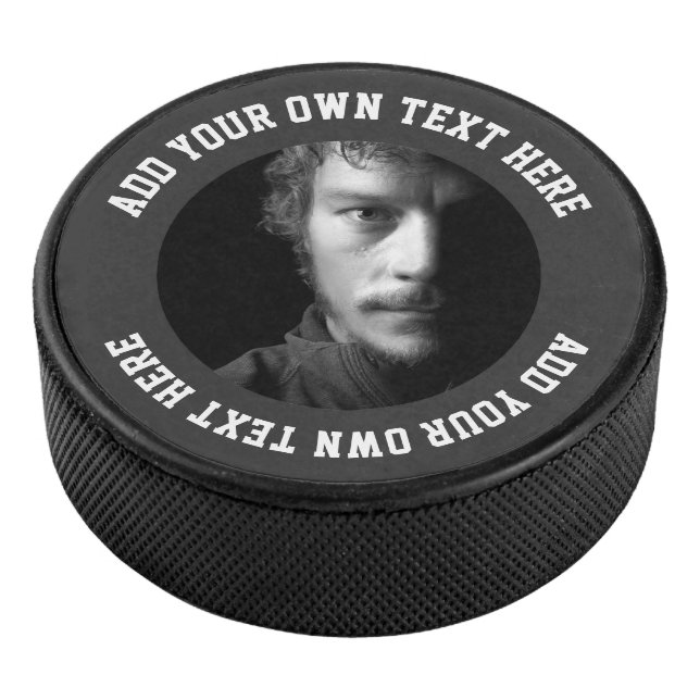 Custom personalised unique text and photo hockey puck (3/4)