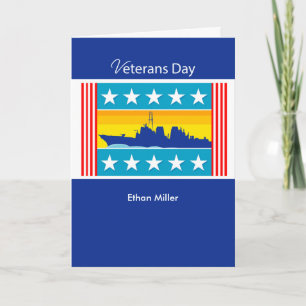Custom Personalised Veterans Day Navy Ship,Patriot Card