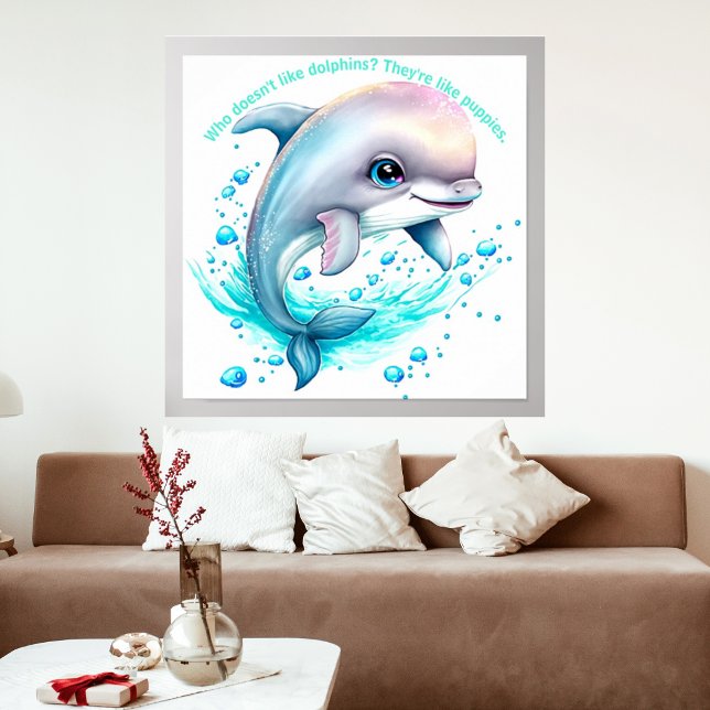 Custom Personalised Watercolor Dolphin Photo  Poster (Creator Uploaded)
