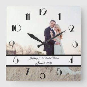 Custom Personalised Wedding Gift Square Wall Clock